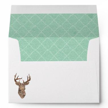 Elegant Deer Antlers Rustic Country Wedding Envelope