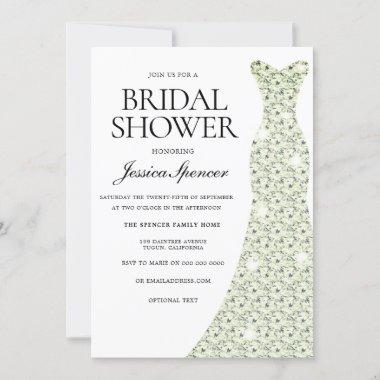 Elegant Diamond White Wedding Dress Bridal Shower Invitations