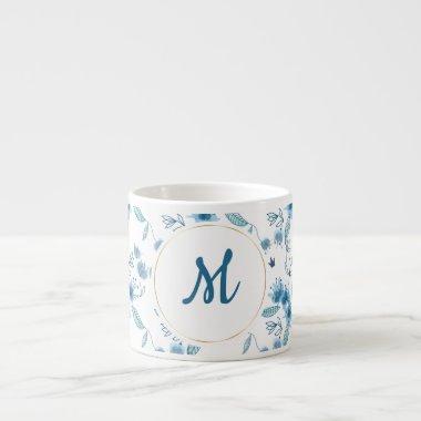 Elegant ditsy blue royal garden rustic pattern esp espresso cup