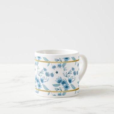Elegant ditsy blue royal garden rustic pattern espresso cup