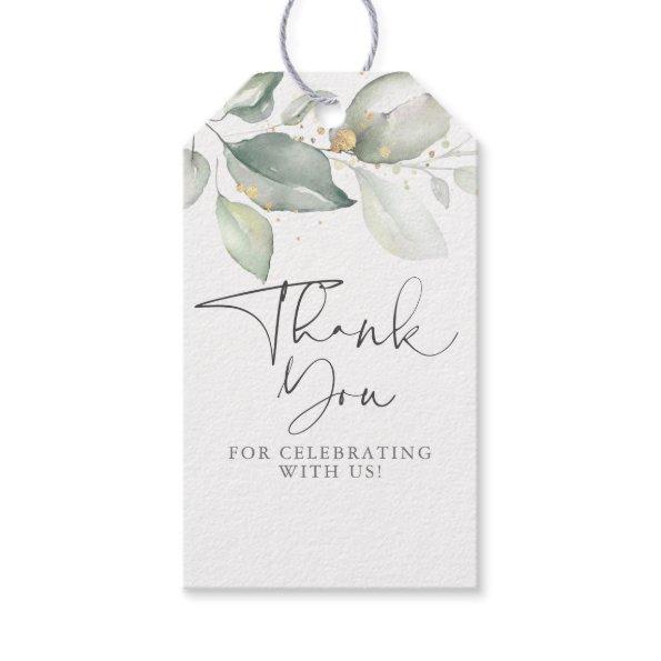 Elegant Dreamy Gold Greenery Thank you Gift Tags
