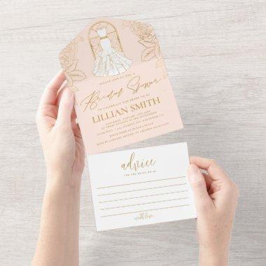 Elegant Dress Blush and Gold  All In One