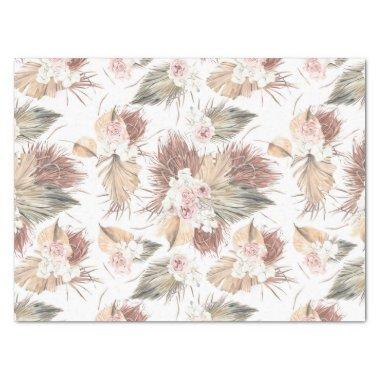 Elegant Dried Palm Leaves and Tropical Flowers Tissue Paper