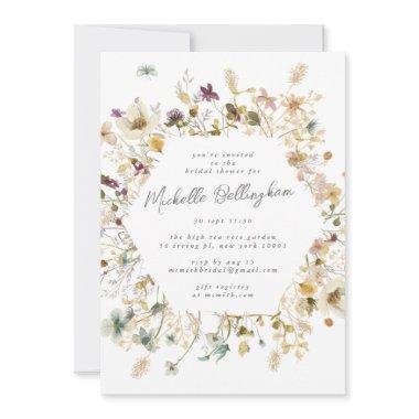 Elegant Dried Wildflower Pampas Bridal Shower Invitations