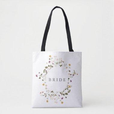 Elegant Dried Wildflower Pampas Floral Wedding Tote Bag