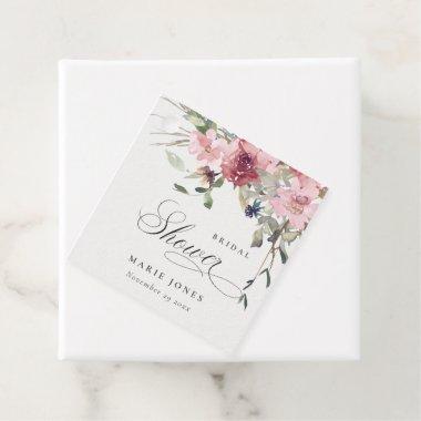 Elegant Dusky Blush Rose Floral Bridal Shower Favor Tags