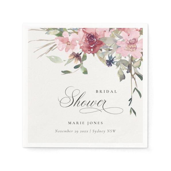 Elegant Dusky Blush Rose Floral  Napkins
