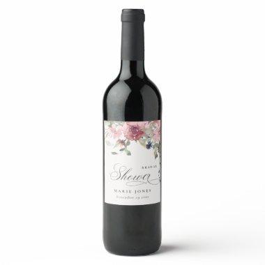 Elegant Dusky Blush Rose Floral  Wine Label