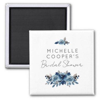Elegant Dusty Blue and Navy Floral Magnet