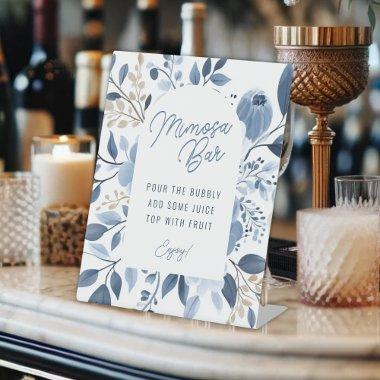 Elegant Dusty Blue Boho  Mimosa Bar Pedestal Sign