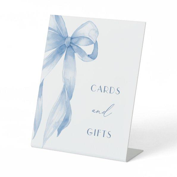 Elegant Dusty Blue Bow  and Gifts Pedestal Sign