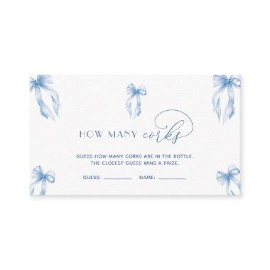 Elegant Dusty Blue Bow Guess How Many Corks Game Enclosure