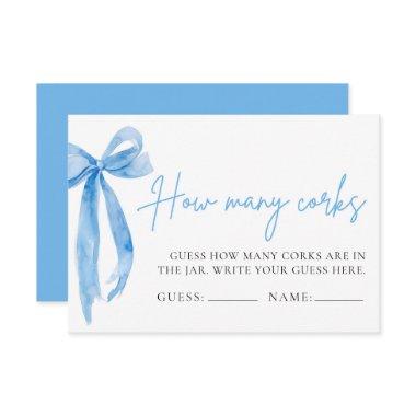 Elegant Dusty Blue Bow Guess How Many Corks Game