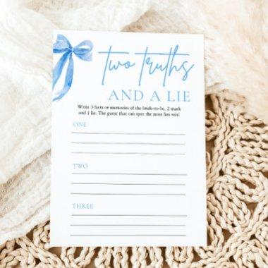 Elegant Dusty Blue Bow Two Truths and a Lie Game