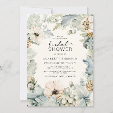 Elegant Dusty Blue Bridal Shower Invitations