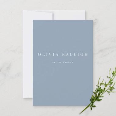 Elegant Dusty Blue Bridal Shower Invitations