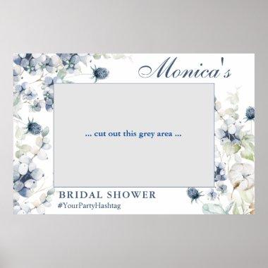 Elegant Dusty Blue Bridal Shower Photo Prop Frame Poster
