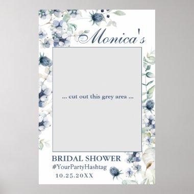 Elegant Dusty Blue Bridal Shower Photo Prop Frame Poster