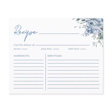 Elegant Dusty Blue Bridal Shower Recipe Invitations