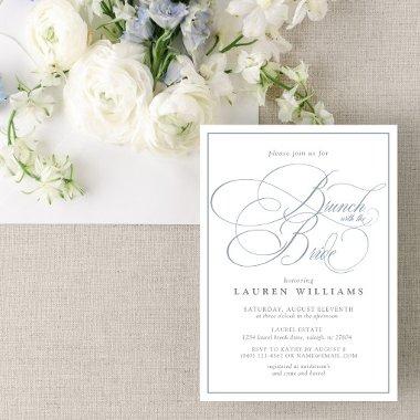 Elegant Dusty Blue Calligraphy Brunch With Bride