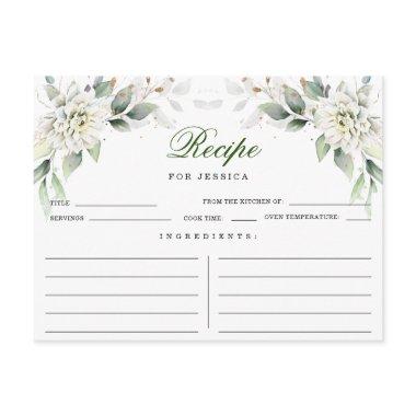 Elegant Dusty Blue Chic Bridal Shower Recipe Invitations