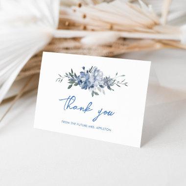 Elegant Dusty Blue Floral Bridal Shower Thank You Invitations