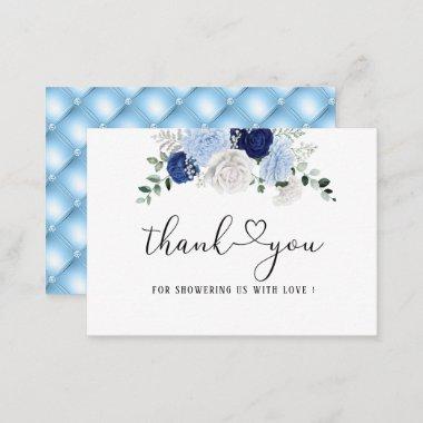 Elegant Dusty Blue Floral bridal shower thank you Note Invitations