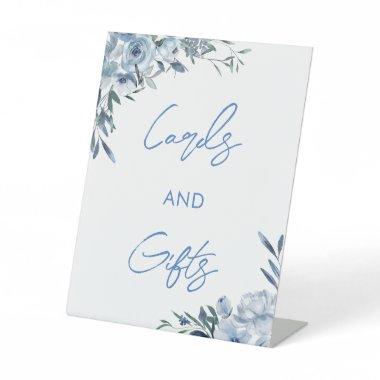 Elegant Dusty Blue Floral  and Gifts Table Pedestal Sign