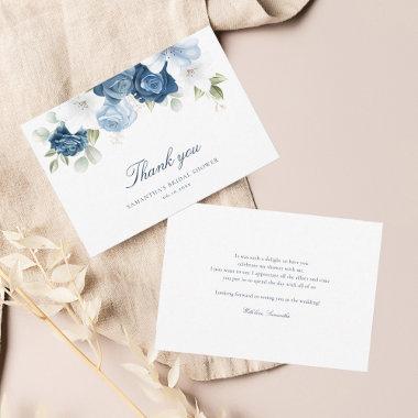 Elegant Dusty Blue Floral Eucalyptus Bridal Shower Thank You Invitations