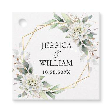 Elegant Dusty Blue Floral Greenery Wedding Favor Tags