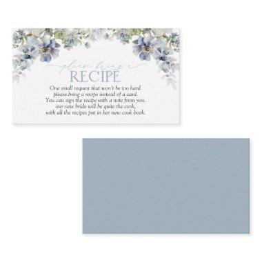 Elegant Dusty Blue Floral Please Bring A Recipe Enclosure