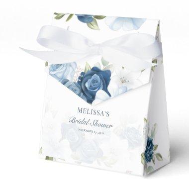Elegant Dusty Blue Floral Rustic Bridal Shower Favor Box