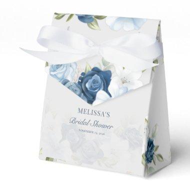 Elegant Dusty Blue Floral Rustic Bridal Shower Favor Boxes