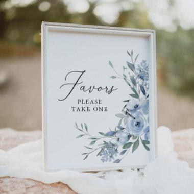 Elegant Dusty Blue Floral Wedding Favors Sign