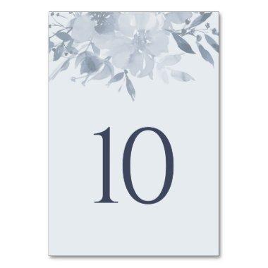 Elegant Dusty Blue Floral Wedding Table Number