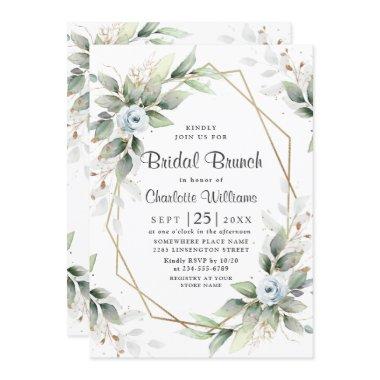 Elegant Dusty Blue Greenery Bridal Brunch