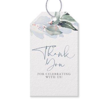 Elegant Dusty Blue Greenery Thank you Gift Tags