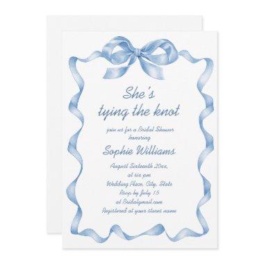 Elegant Dusty Blue Hand Drawn Bow