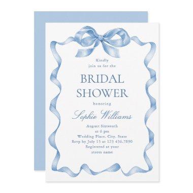 Elegant Dusty Blue Hand Drawn Bow