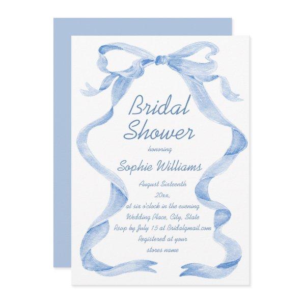 Elegant Dusty Blue Hand Drawn Bow