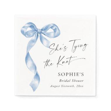 Elegant Dusty Blue Hand Drawn Bow  Napkins