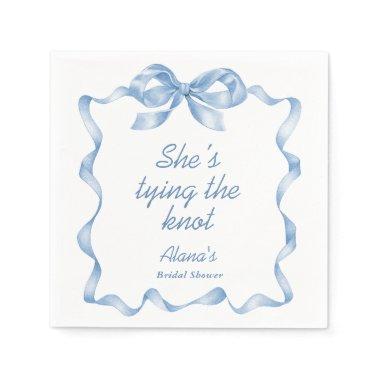 Elegant Dusty Blue Hand Drawn Bow  Napkins