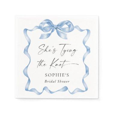 Elegant Dusty Blue Hand Drawn Bow  Napkins
