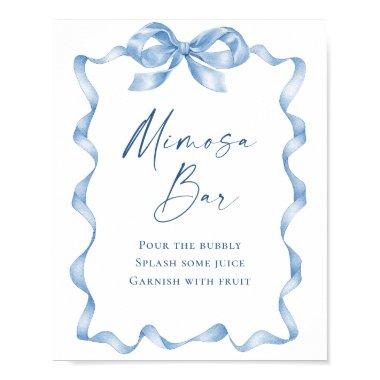 Elegant Dusty Blue Hand Drawn Bow  Poster