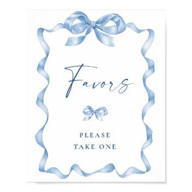Elegant Dusty Blue Hand Drawn Bow  Poster