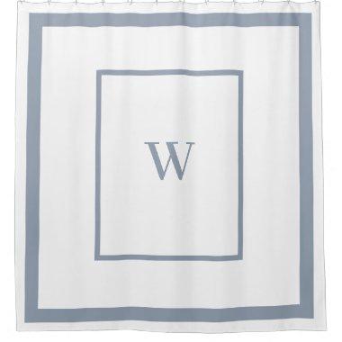 Elegant dusty blue Monogram Letter Shower Curtain