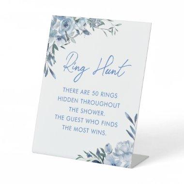 Elegant Dusty Blue Ring Hunt Bridal Shower Game Pedestal Sign