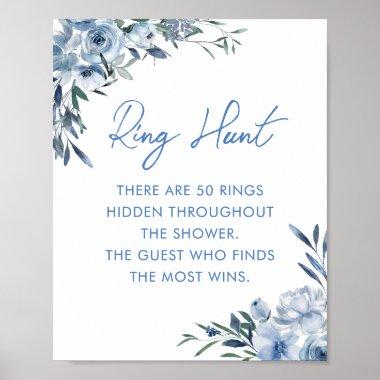 Elegant Dusty Blue Ring Hunt Bridal Shower Game Poster