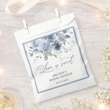 Elegant Dusty Blue Roses Bridal Shower Favor Bag