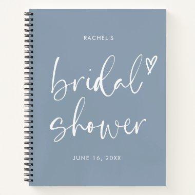Elegant Dusty Blue Script Bridal Shower Gift List Notebook